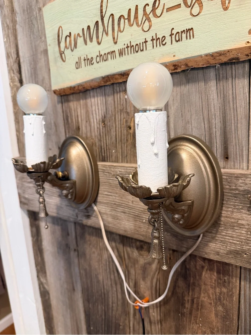 (2) vintage reconditioned 1920s pan-style wall sconces
